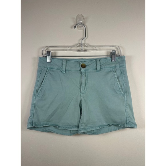 American Eagle Women's Midi Chino Super Stretch Blue Shorts Size‎ 4 - Picture 1 of 7